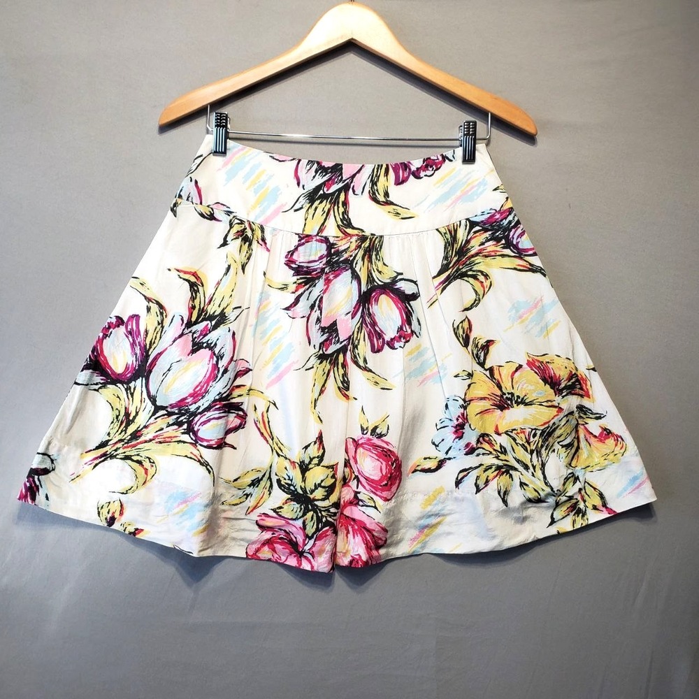 CAbi Floral A-Line Skirt Womens 0 Lined Cottagecore Coquette Spring Garden Party